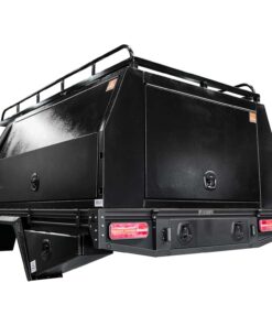 TRADIE ELITE FLAT PLATE DUAL CAB UTE TRAY & CANOPY COMBO PACKAGE BLACK POWDER-COATED