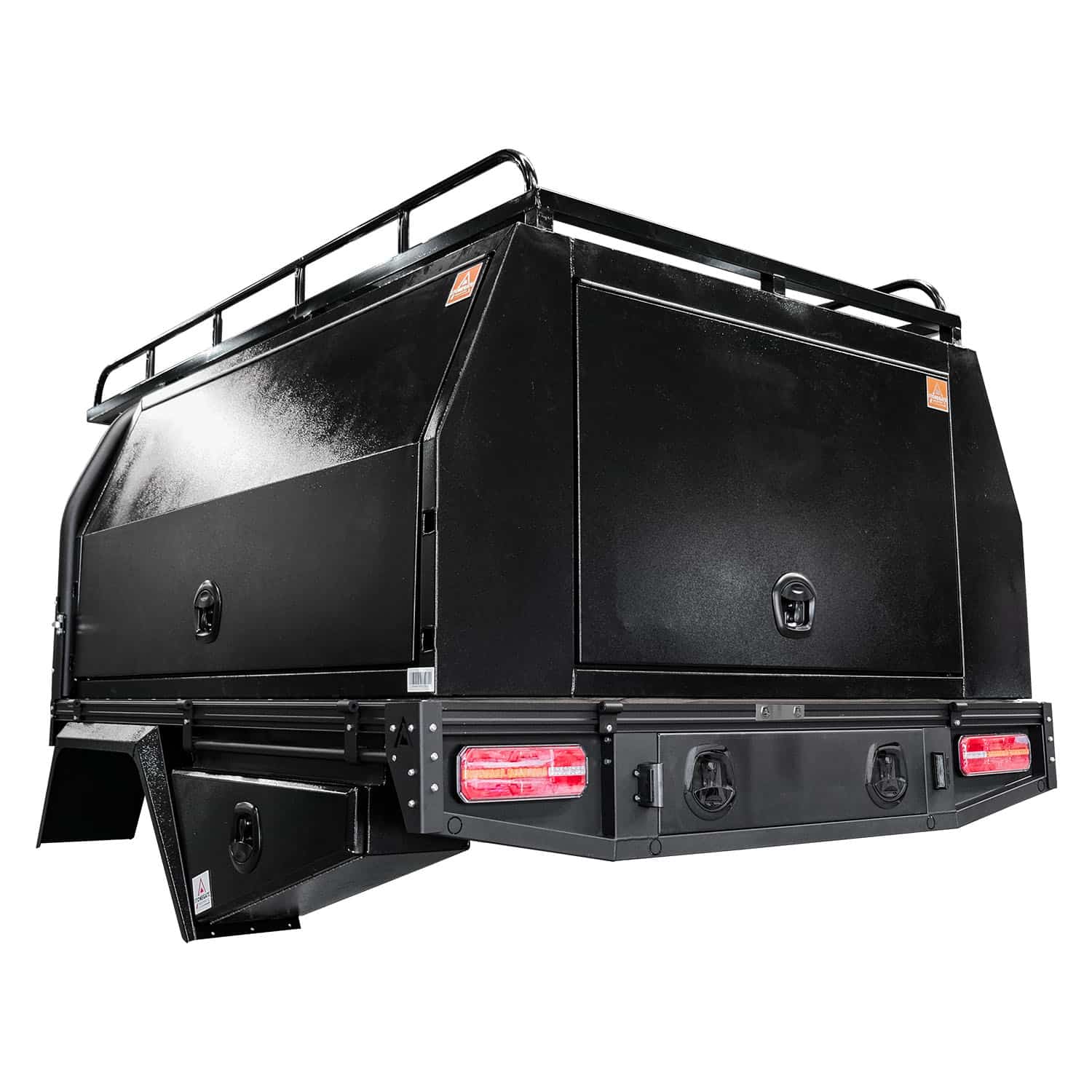 TRADIE ELITE FLAT PLATE DUAL CAB UTE TRAY & CANOPY COMBO PACKAGE BLACK POWDER-COATED