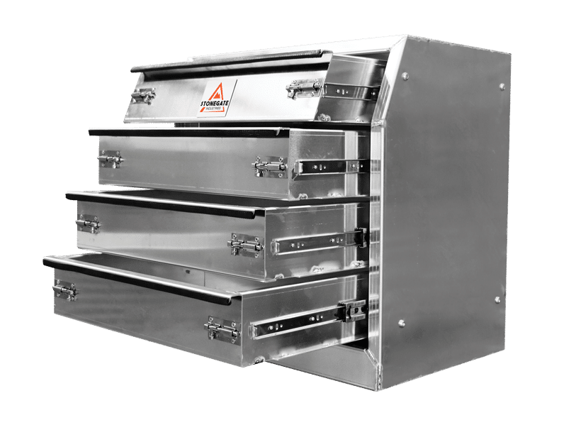 CD2 ALUMINIUM UTE CANOPY 4 DRAWERS TOOLBOX FOR SALE SLIDE-OUT DRAWERS (600MM X 430MM X 620MM)