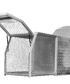 (DC2) 700MM ALUMINIUM HALF DOG BOX HALF CANOPY – CHECKER PLATE