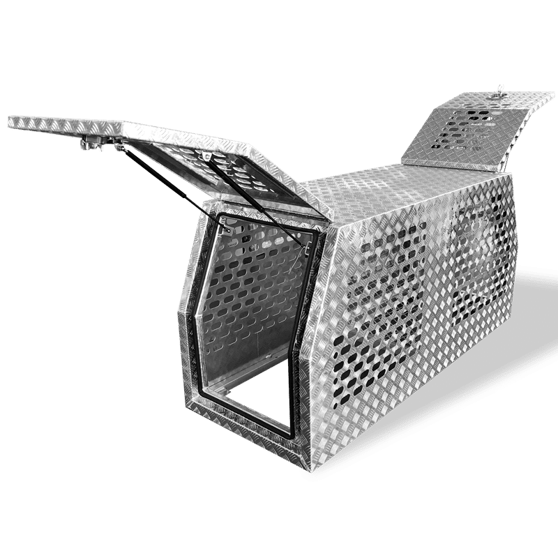 (DC3) 700MM ALUMINIUM DOG BOX – CHECKER PLATE - Image 4