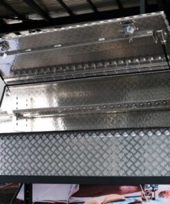 F4 ALUMINIUM 3/4 HALF SIDE OPENING UTE TOOLBOX FOR SALE WITH ADJUSTABLE SHELF (1700MM X 600MM X 850MM) - Image 4