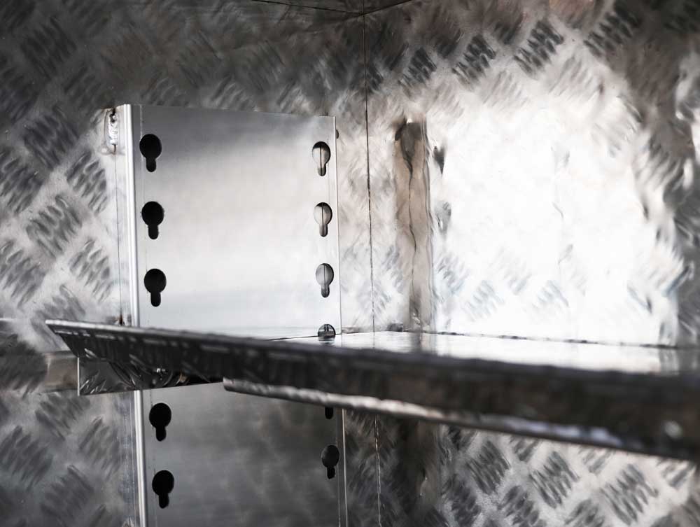 F4 ALUMINIUM 3/4 HALF SIDE OPENING UTE TOOLBOX FOR SALE WITH ADJUSTABLE SHELF (1700MM X 600MM X 850MM) - Image 7