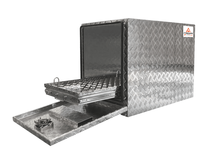 FG1 ALUMINIUM FRIDGE BOX SLIDEOUT GENERATOR BOX FOR SALE (1060MM X 580MM X 760MM)
