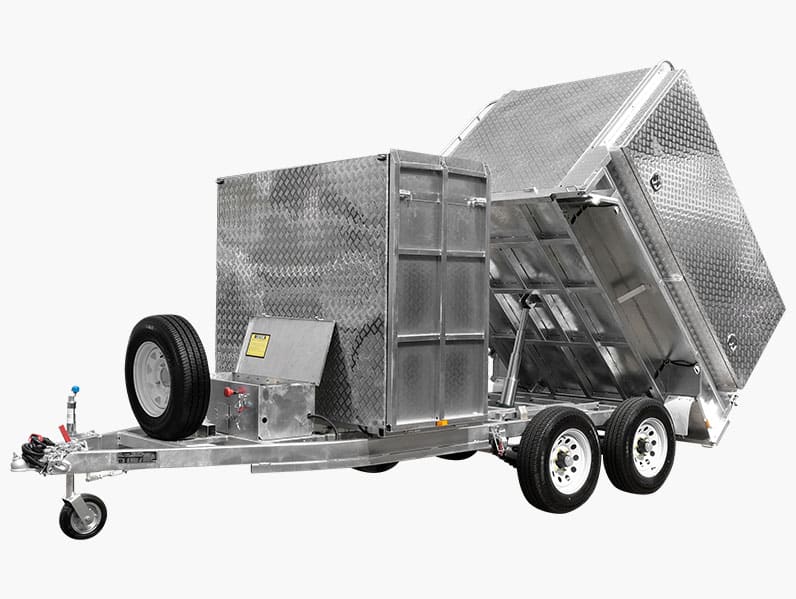 HYDRAULIC GARDENING MOWER TRAILER WITH 8×5 TILT TRAY & FRONT MOWER BOX