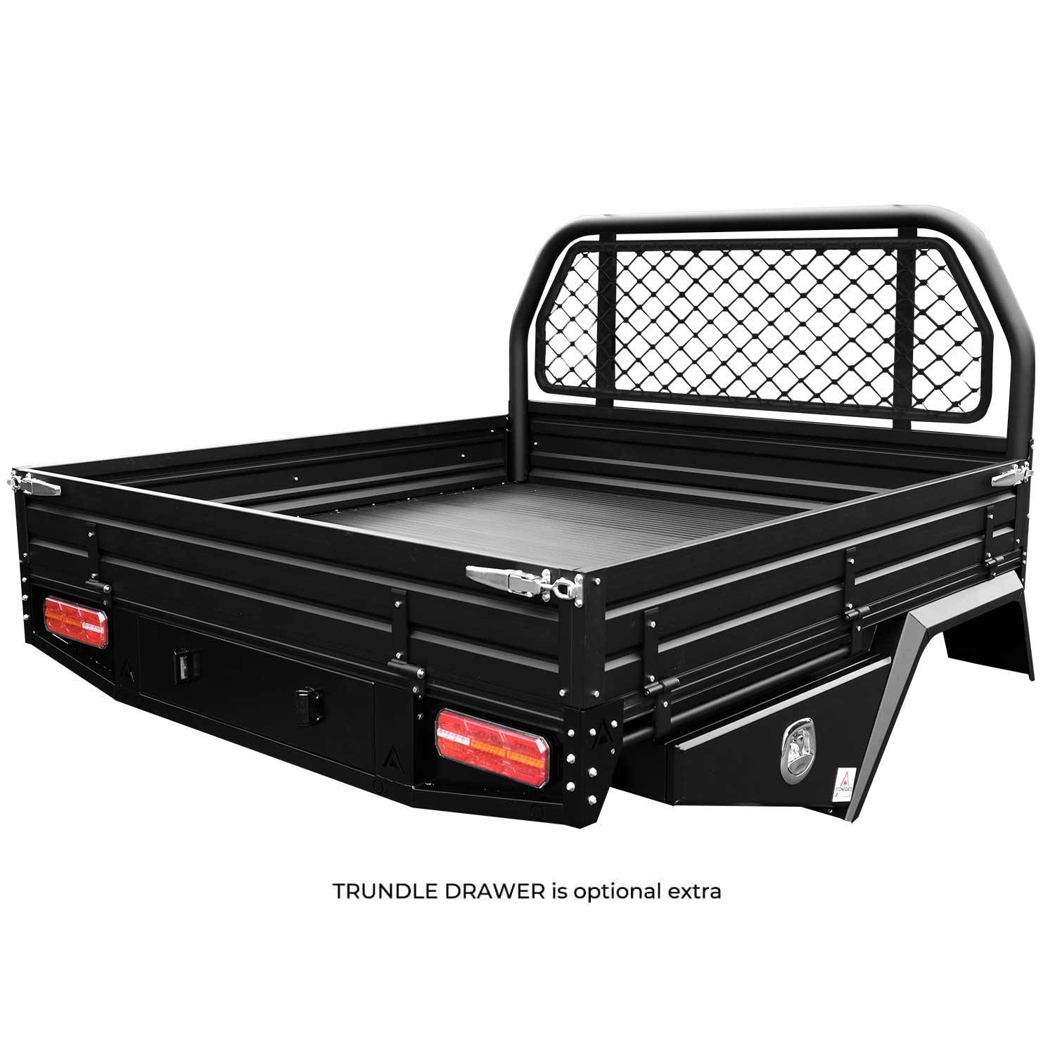 2400MM BLACK POWDER-COATED SINGLE CAB UTE TRAY PREMIUM KIT (WITH UNDERTRAY TOOLBOXES, MUD GUARDS)