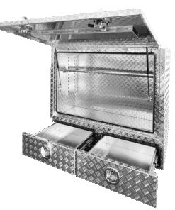 TK2 FULL SIDE OPENING DOOR TRUCK BOX FOR SALE WITH 2 SLIDE-OUT DRAWERS (1400MM X 600MM X 1200MM)