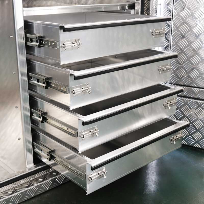 TK6 FULL SIDE OPENING DOOR TRUCK BOX FOR SALE WITH 4 BUILT-IN DRAWERS (1900MM X 600MM X 1200MM) - Image 4