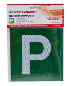 SEE THROUGH P PLATES - White P on Green Background