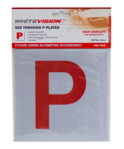 SEE THROUGH P PLATES - Red P on White Background