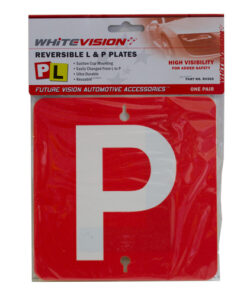 REVERSIBLE L & P PLATES - White P on Red / Black L on Yellow Suction Cup Mounting