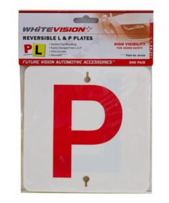 REVERSIBLE L & P PLATES - Red P on White / Black L on Yellow Suction Cup Mounting